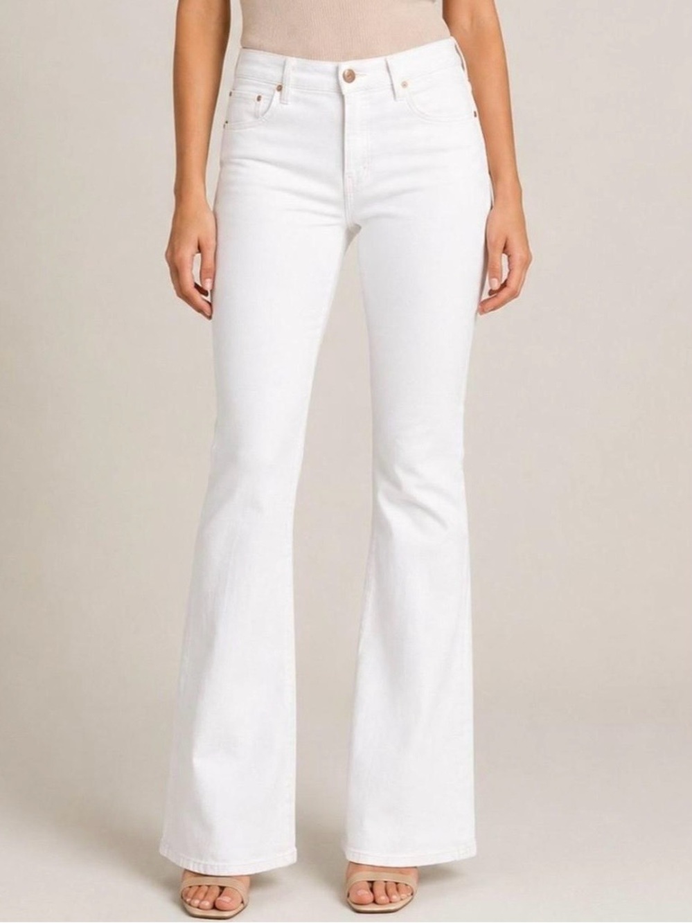 Free People We The Free White Mid Rise Flare Jeans